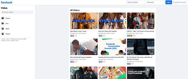 Facebook Videos Homepage