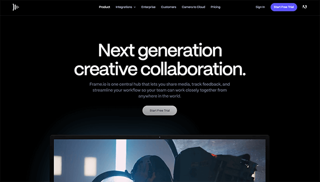 Frame.io Homepage